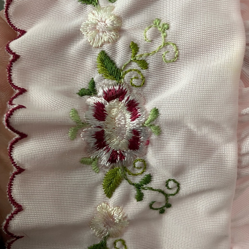 Vintage Pink S Delicate Embroidered sleeve Cottagecore feminine - Picture 2 of 13